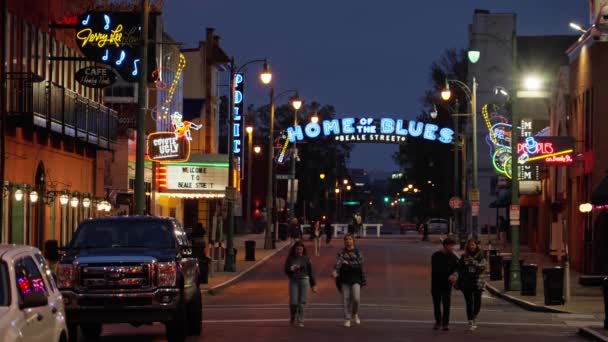 记忆中著名的比尔街 蓝调和摇滚音乐之家 Memphis Tennessee 2022年11月7日 — 图库视频影像