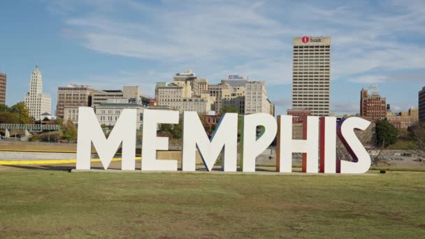 Memphis Bicentennial Sign Mud Island Memphis Tennessee November 2022 — Stockvideo
