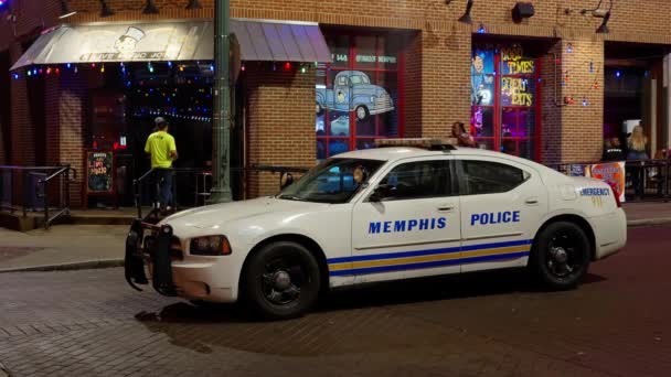 Polisbil Beale Street Memphis Hemmet För Blues Rock Music Memphis — Stockvideo