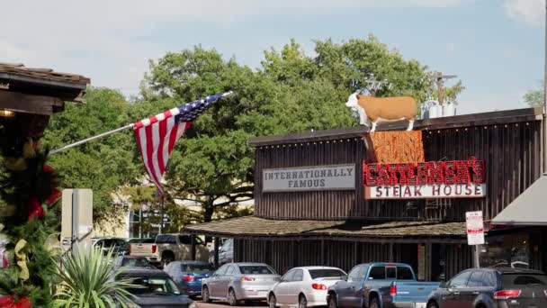 Cattlemens Steakhouse Fort Worth Stockyards Distrito Histórico Fort Worth Texas — Vídeo de stock