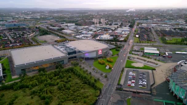 Emirates Arena Στη Γλασκώβη Από Ψηλά Βράδυ Glasgow Ηνωμενο Βασιλειο — Αρχείο Βίντεο