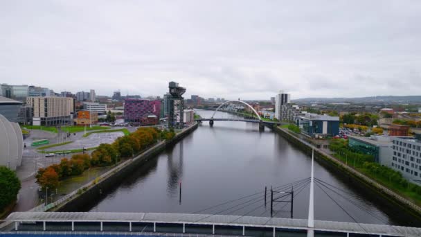 Voo Sobre Rio Clyde Glasgow Vista Aérea Glasgow Reino Unido — Vídeo de Stock