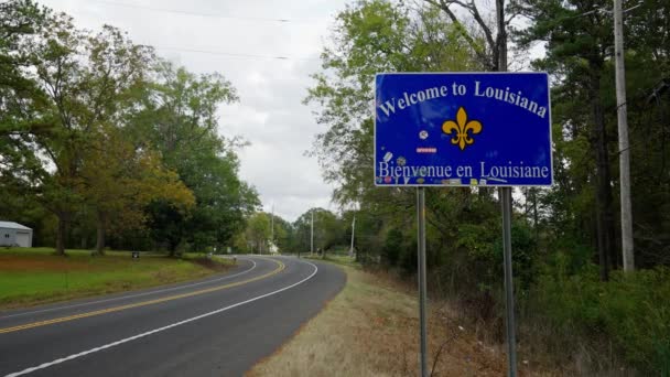 Üdvözöljük Louisiana Utcai Táblánál Államhatáron Shreveport Louisiana November 2022 — Stock videók