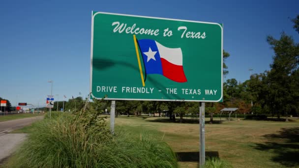 Welkom Texas Straatnaambord Snelweg Caddo Lake Texas November 2022 — Stockvideo
