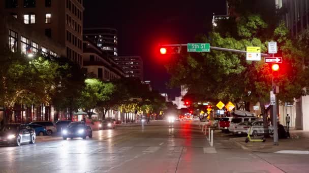 Congress Avenue Austinban Éjszaka Ausztin Texas Október 2022 — Stock videók