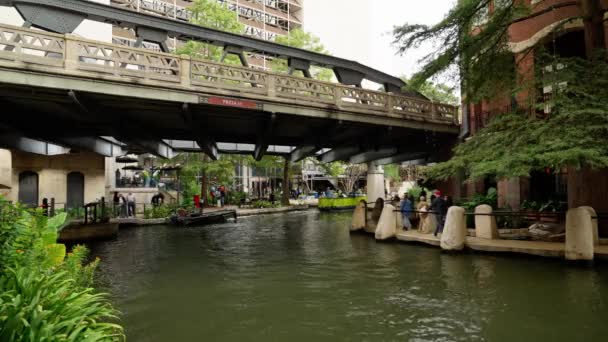 Berömd Riverwalk San Antonio Ett Populärt Ställe San Antonio Texas — Stockvideo
