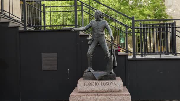 Статуя Торібіо Лосоя Сан Антоніо Сан Антоніо Texas November 2022 — стокове відео