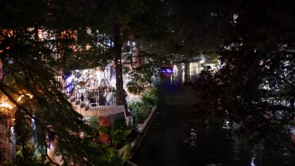 Hermoso Paseo Fluvial San Antonio Con Sus Pequeños Restaurantes Pubs — Vídeos de Stock