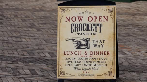 Taberna Legendaria Crockett San Antonio Texas San Antonio Texas Noviembre — Vídeo de stock
