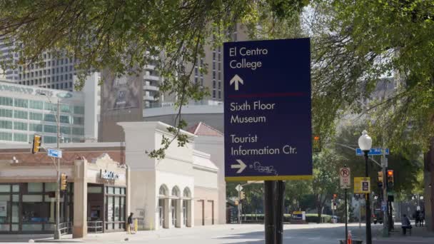 Indicaciones Dirección Centro Ciudad Dallas Centro Información Turística Museos Dallas — Vídeo de stock