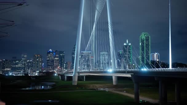Міст Маргарет Гант Хілл Далласі Техас Вночі Dallas Texas October — стокове відео