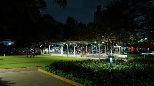 Market Square Park Στο Χιούστον Την Νύχτα Houston Texas Νοεμβρίου — Αρχείο Βίντεο