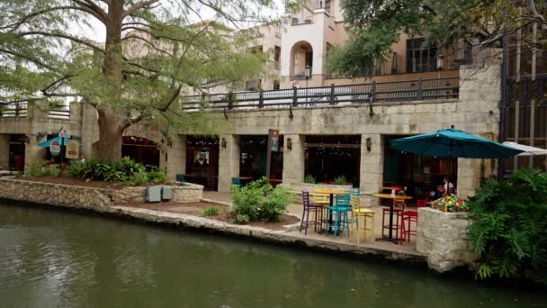 Slavný Riverwalk San Antoniu Oblíbeným Místem San Antonio Texas — Stock video
