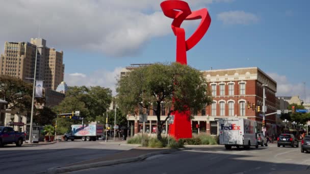 San Antonio Şehir Merkezindeki Modern Heykel San Antonio Texas Kasım — Stok video