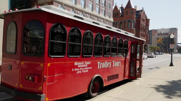 Dallas Trolley Tours Centro Cidade Dallas Texas Outubro 2022 — Vídeo de Stock