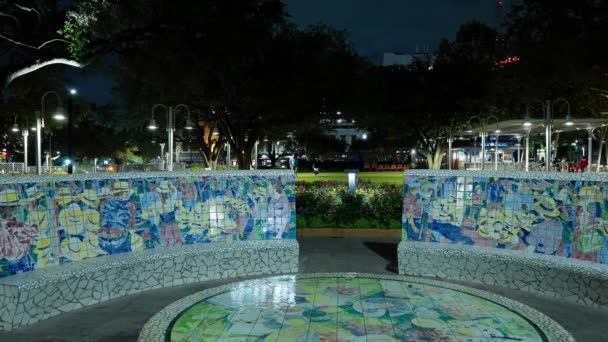 Market Square Park Centro Houston Por Noche Houston Texas Noviembre — Vídeo de stock