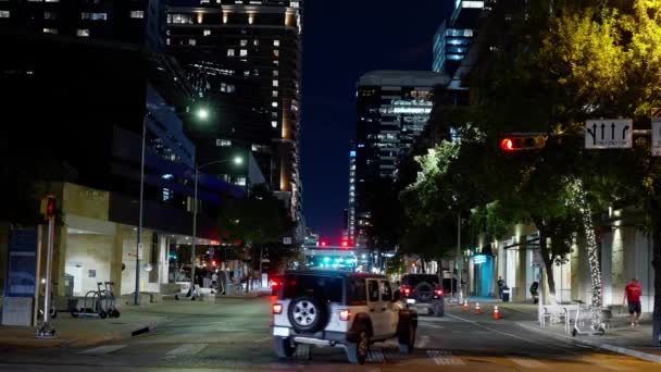 Die Modernen Bürogebäude Von Austin Bei Nacht Austin Texas Oktober — Stockvideo