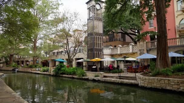 Famoso Paseo Fluvial San Antonio Lugar Popular San Antonio Texas — Vídeo de stock
