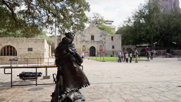 San Antonio Teksas Taki Alamo Müzesi Ndeki Heykel San Antonio — Stok video