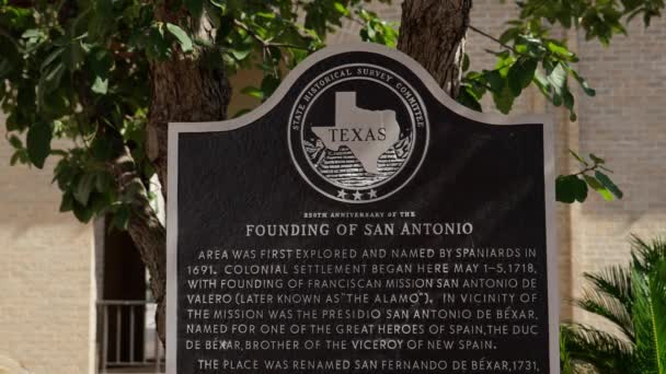 Founding San Antonio Information Board City Center San Antonio Texas — Stock Video