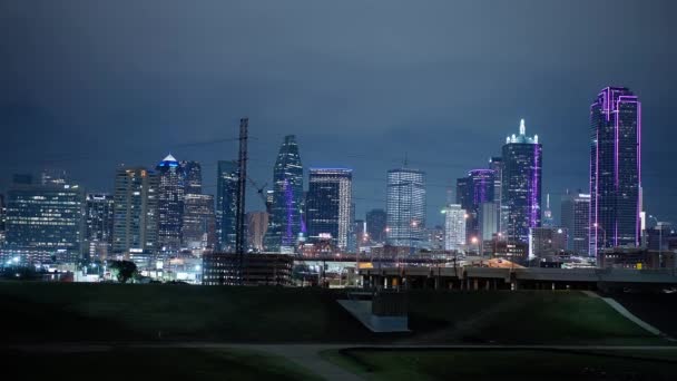 Skyline Dallas Texas Ночью Dallas Texas Octo30 2022 — стоковое видео
