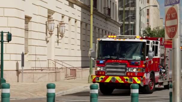 Feuerwehrauto Von San Antonio Fährt Vorbei San Antonio Texas November — Stockvideo