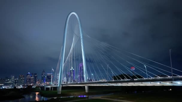 Most Margaret Hunt Hill Dallasu Noci Dallas Texas Října 2022 — Stock video