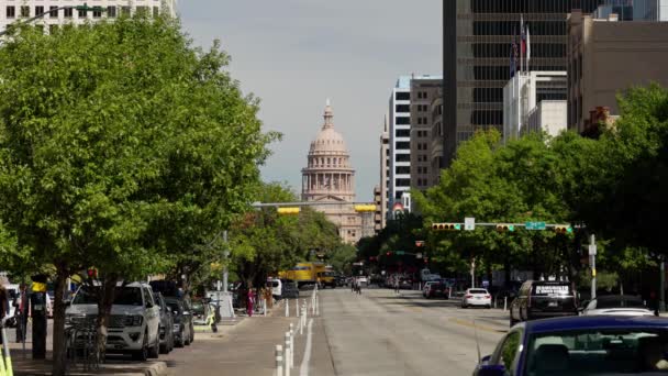 Congress Avenue Austin Con Capitolio Del Estado Austin Texas Octubre — Vídeo de stock