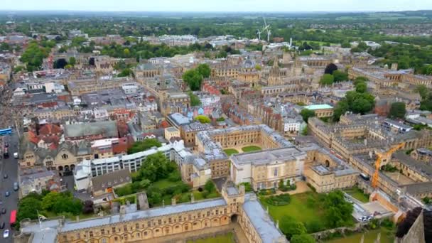 Letecký Pohled Město Oxford Oxfordskou Univerzitou Cestovní Fotografie — Stock video