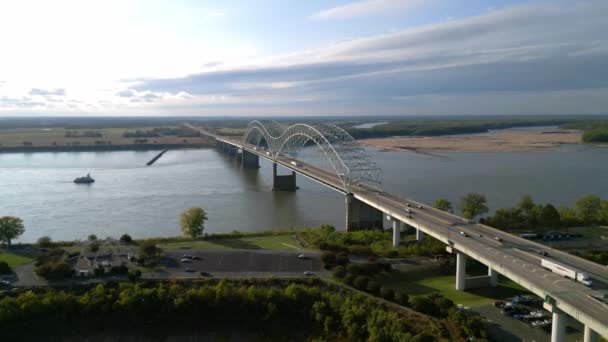 Hernando Soto Brücke Memphis Über Den Mississippi Memphis Tennessee November — Stockvideo