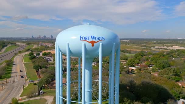 沃思堡水塔从上面 Fort Worth Texas 2022年11月9日 — 图库视频影像
