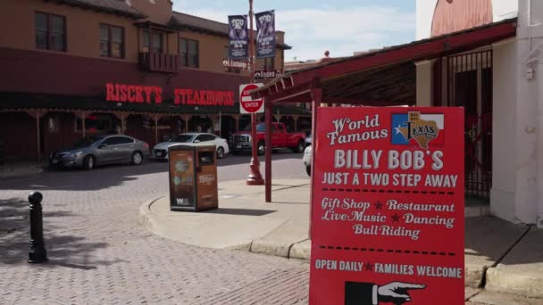 Berömda Billy Bobs Fort Worth Stockyards Det Historiska Distriktet Fort — Stockvideo