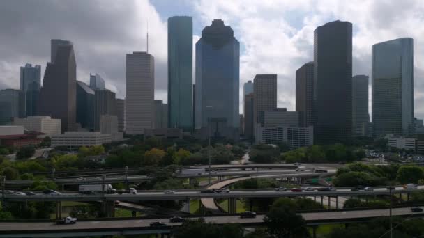 Houston Texas Skyline Egy Ködös Napon Houston Texas November 2022 — Stock videók