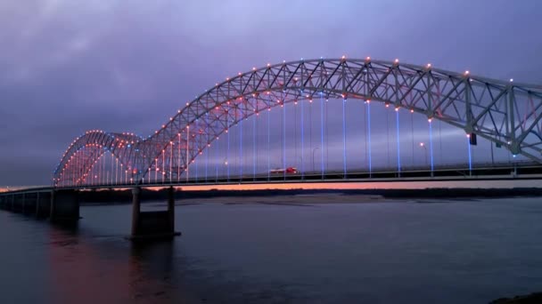 Most Hernando Soto Memphisu Přes Řeku Mississippi Memphis Tennessee 2022 — Stock video