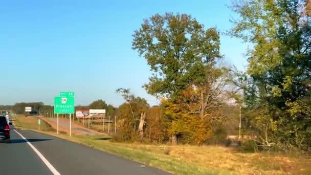 Direction Signs Highway Prescott Little Rock Usa November 2022 — Stock Video