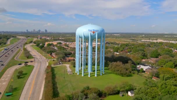 Fort Worth Wasserturm Von Oben Fort Worth Texas November 2022 — Stockvideo