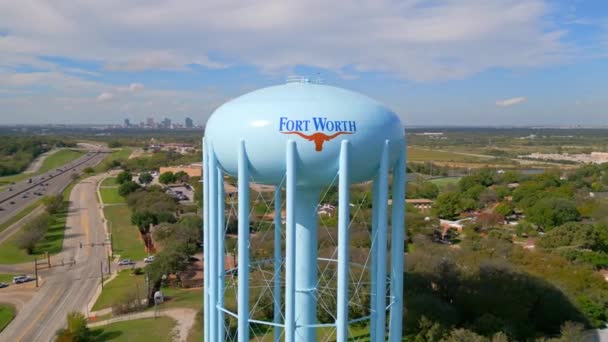 Fort Worth Water Tower Από Ψηλά Fort Worth Texas Νοεμβρίου — Αρχείο Βίντεο