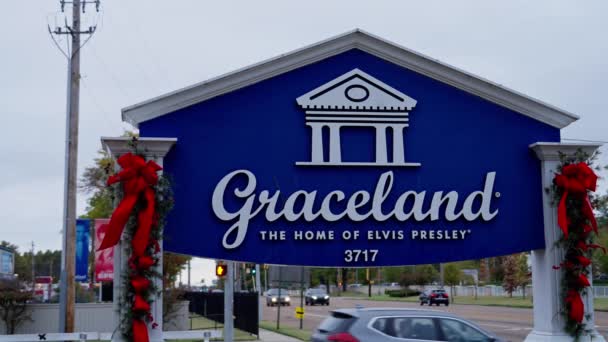 Willkommensschild Für Graceland Memphis Memphis Tennessee November 2022 — Stockvideo