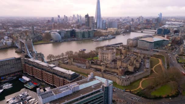 Toren Van Londen Van Bovenaf Met Uitzicht Stad London Verenigd — Stockvideo