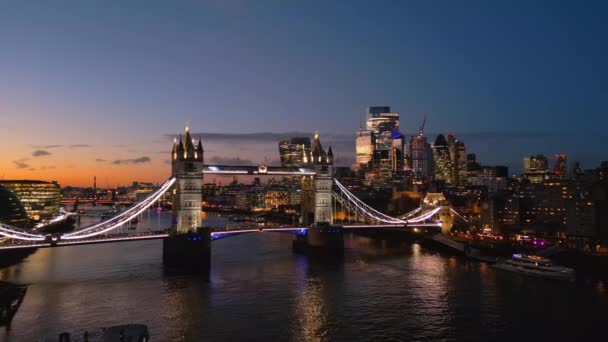 Puesta Sol Sobre Londres Increíble Vista Aérea Por Noche Londres — Vídeos de Stock