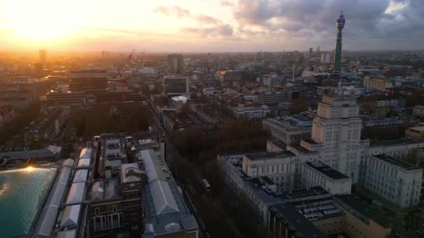 Penerbangan Atas London Pemandangan Yang Menakjubkan Atas Atap Fotografi Perjalanan — Stok Video