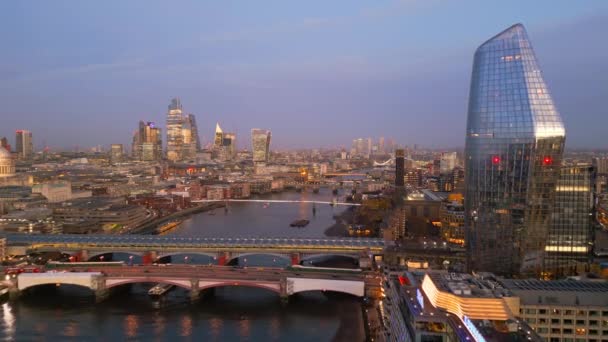 City London Evening Luchtfoto London Verenigd Koninkrijk December 2022 — Stockvideo