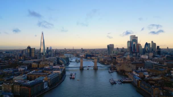 Légi Kilátás Tower Bridge Város London Utazási Fotózás — Stock videók