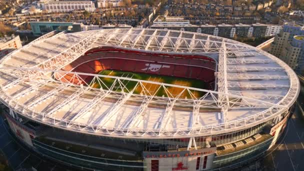 Słynny Arsenał London Emirates Stadium Widok Lotu Ptaka London Zjednoczone — Wideo stockowe
