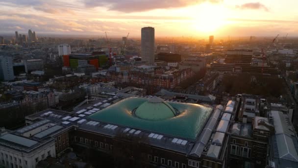 Βρετανικό Μουσείο Στο Λονδίνο Από Ψηλά Αεροφωτογραφία Στο Ηλιοβασίλεμα London — Αρχείο Βίντεο