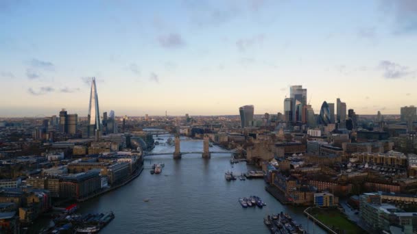 Λονδίνο Νωρίς Πρωί Εναέρια Άποψη Ταξιδιωτική Φωτογραφία — Αρχείο Βίντεο