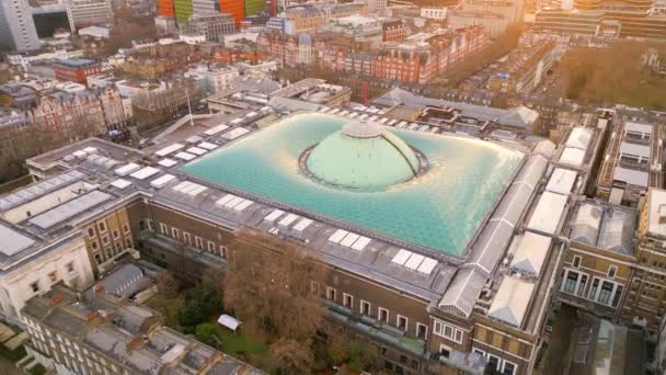 Britské Muzeum Londýně Shora Letecký Pohled Při Západu Slunce Londýn — Stock video