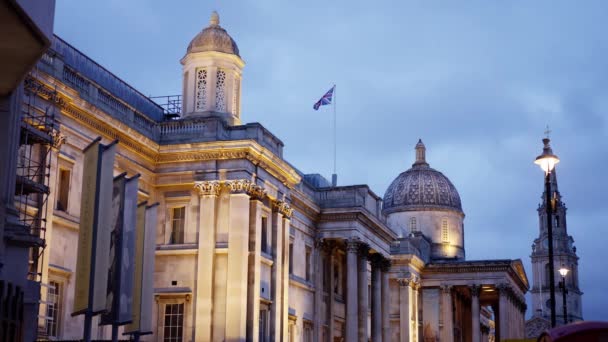 伦敦特拉法加广场国家美术馆 旅游摄影 — 图库视频影像
