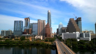 Skyline of Houston Texas from above - AUSTIN, TEXAS - NOVEMBER 02, 2022 clipart