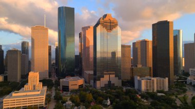 Günbatımında Houston Teksas 'ın Skyline' ı - HOUSTON, TEXAS - 30 Ekim 2022